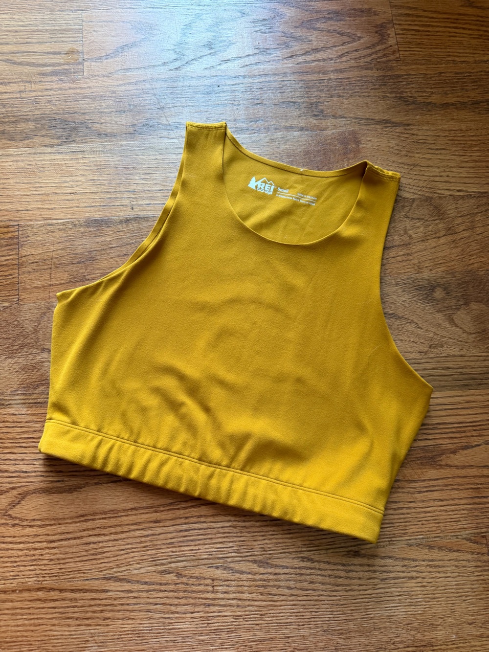 REI Mustard Yellow Athletic Crop Sports Bra